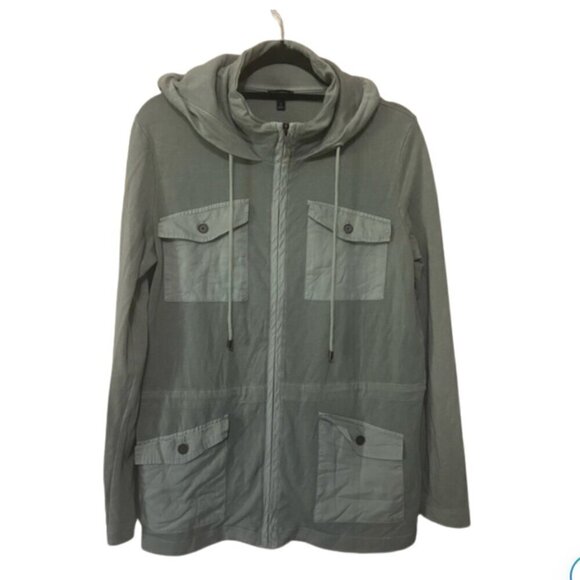 Talbots EUC size S sage green patch cargo pocket hooded zip up jacket - Picture 1 of 5